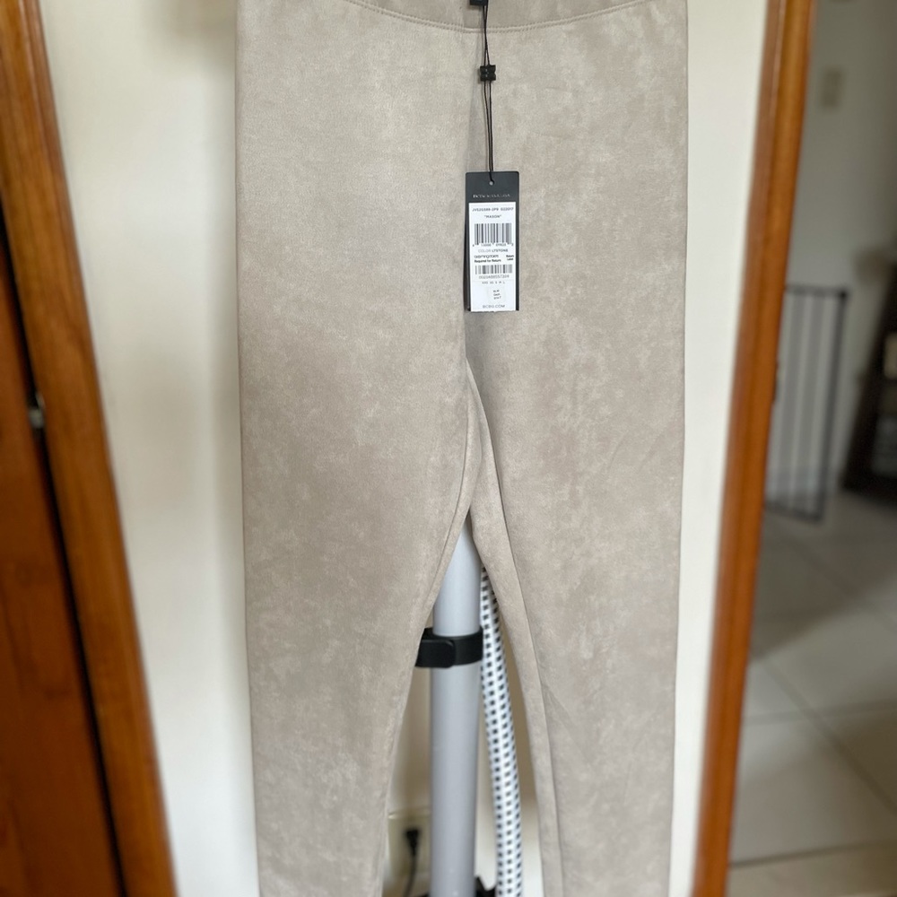 BCBGMaxazria Mason Leggings, LTStone, XS, NTW (faux suede)